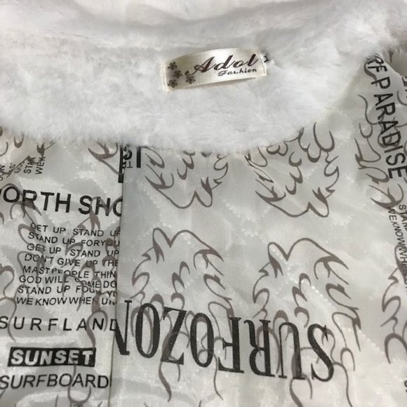 NWOT First Snow Mixed Faux Fur Cable Knit Sleeve Hooded Cardigan Coat - Picture 15 of 16